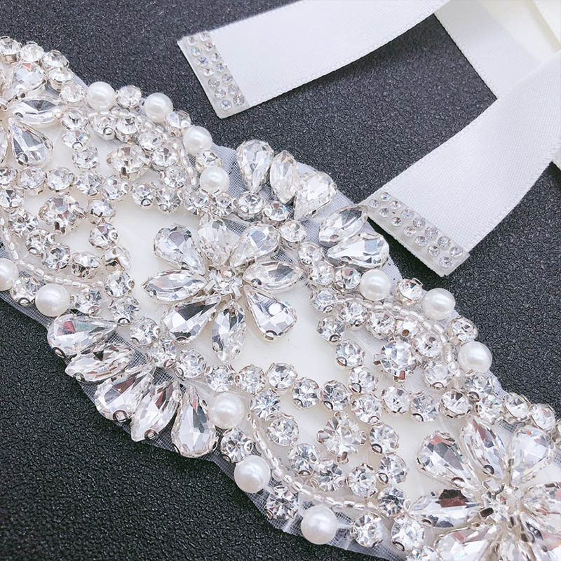 Brudbälte Applikation - Strass Bröllopsbälte - Festklänning Sash - B27