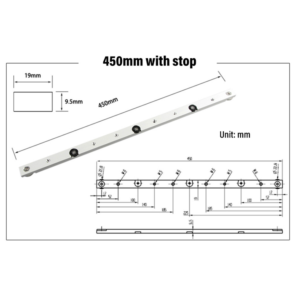 Woodworking Tools Miter Bar Slider Slab T-track Aluminium Alloy Slot Miter Track For Router Table Saw Miter Carpenter DIY: 450mm with stop ring