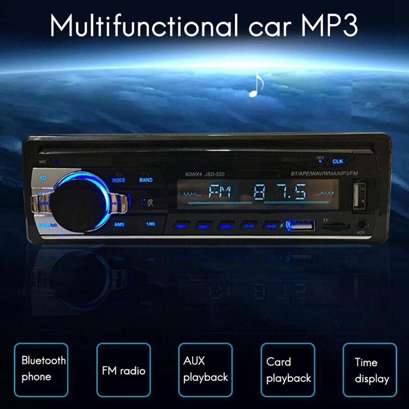 Car Radio Stereo Player Digital Bluetooth Car MP3 Player 60Wx4 FM Radio Stereo Audio Music-USB/SD with in Dash AUX Input