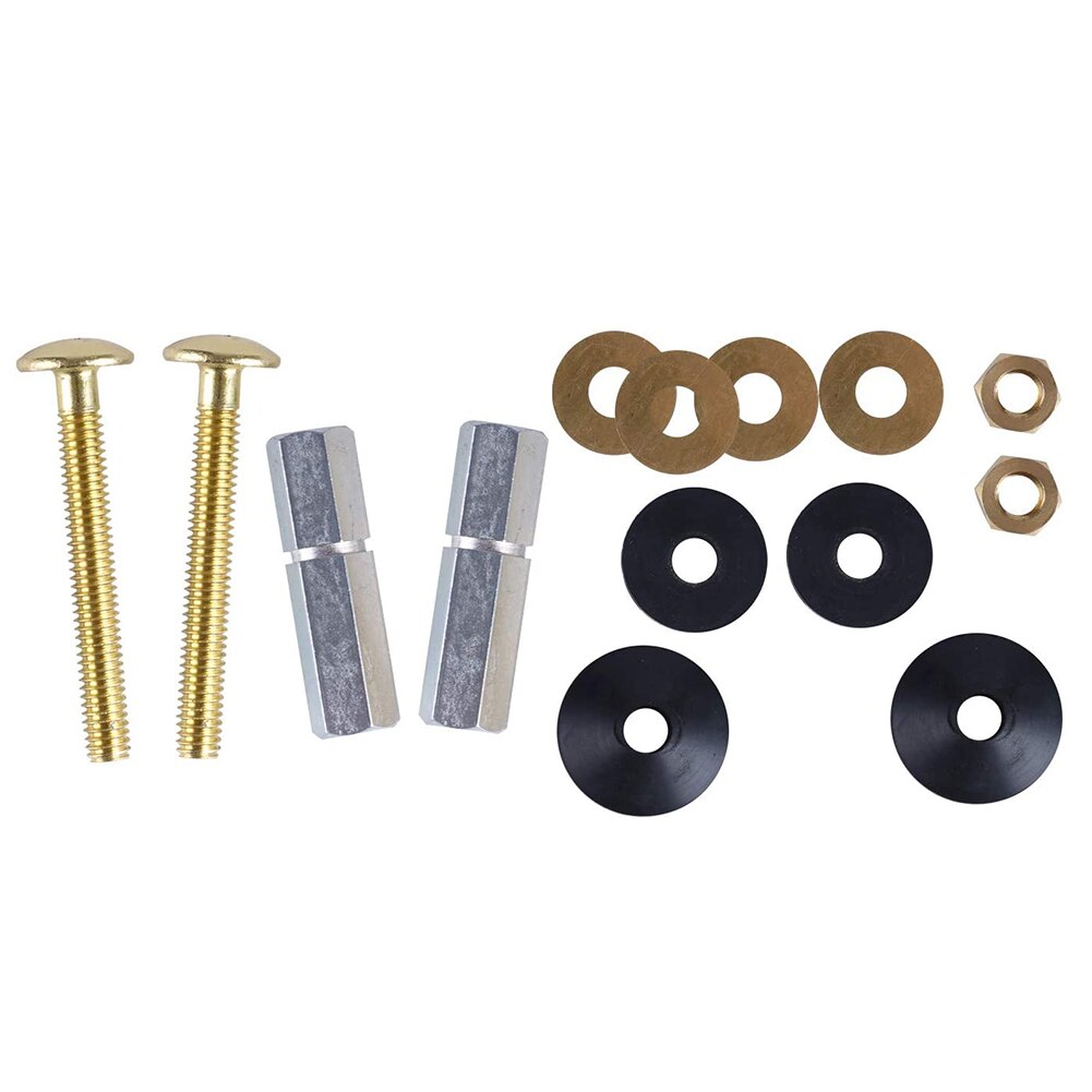 2pcs Easy Install Hardware Toilet Tank To Bowl Bolt Kit Extra Long Nuts Double Gaskets Repair Bathroom Solid Brass Heavy Duty