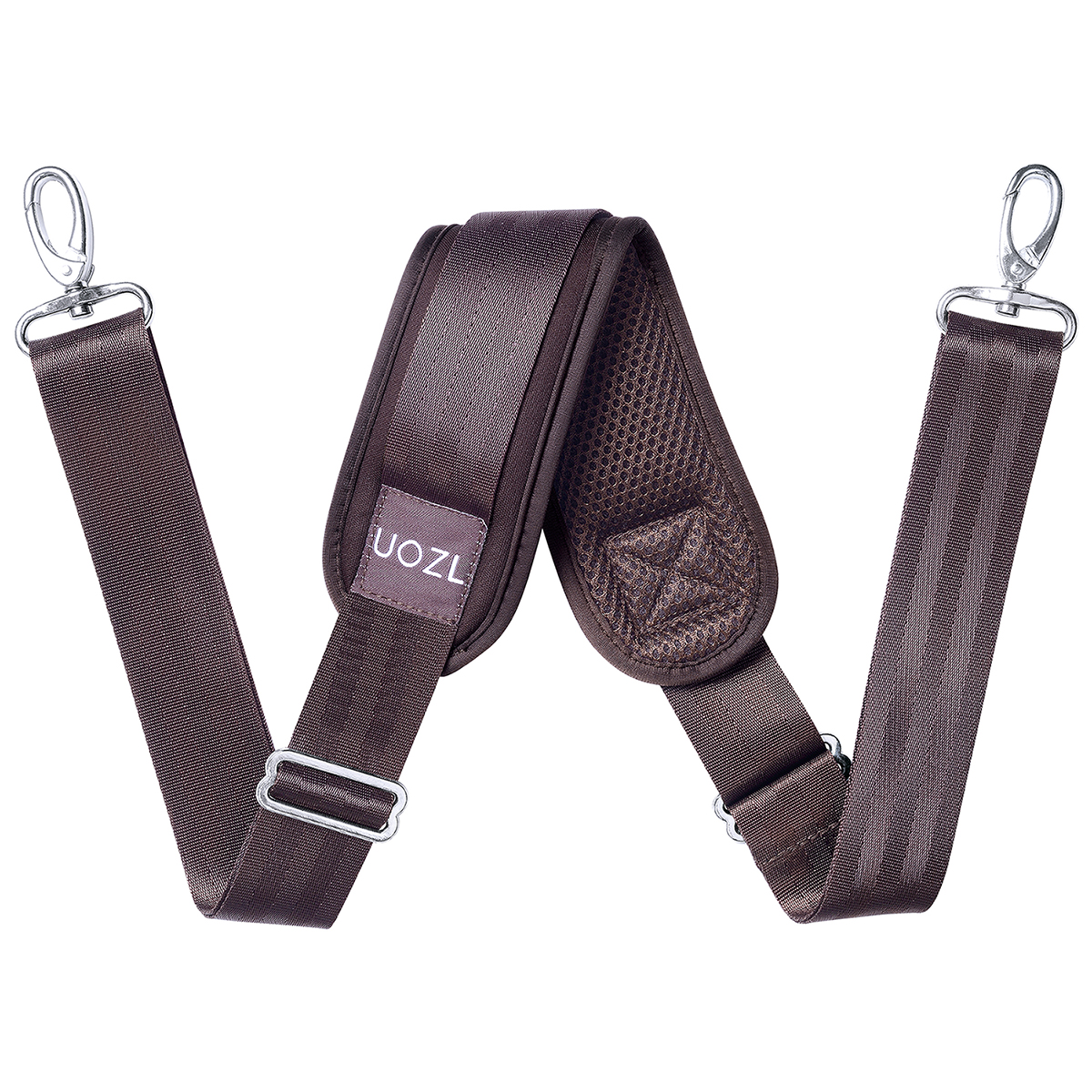 Shoulder strap 79 inch, UOZL soft fixed shoulder pad, independent adjustable buckles on both sides to replace the shoulder strap: Brown