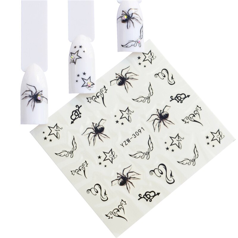 WUF 12 pièces autocollant pour ongles fleur filigrane curseur définit coloré vernis décalcomanies enveloppes pour manucure Nail Art accessoire: YZW-3091
