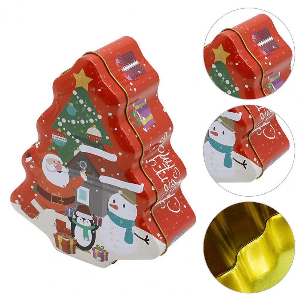 80%HOTAdorable Cookie Can Corrosion Resistant Metal Christmas Tree-shaped Candy Tin Box for Home