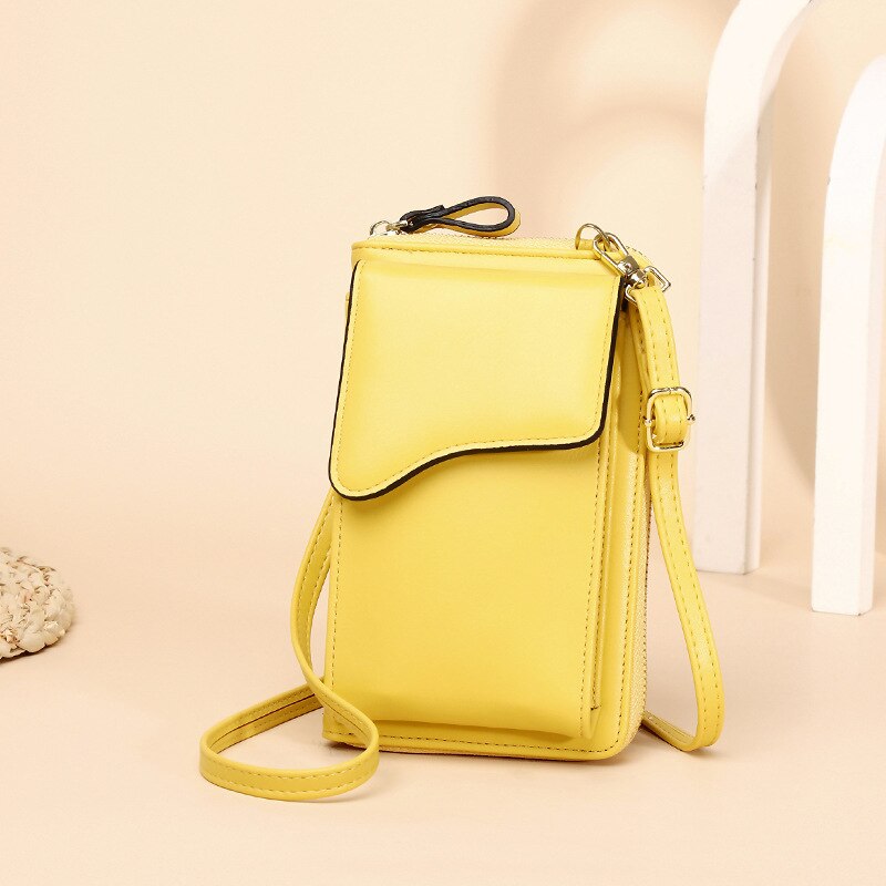 PU Leather Small Shoulder Bag Casual Handbag Crossbody Bags for Women Phone Pocket Girl Purse Mini Messenger Bags: Yellow