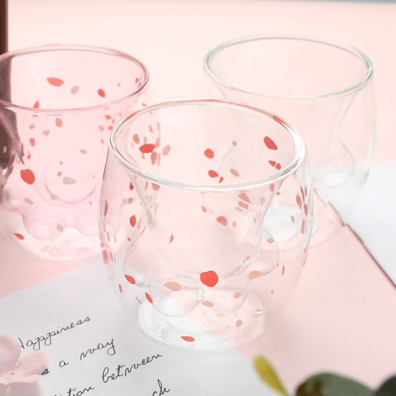 gatto artiglio/zampa tazza Doppio bicchiere caffè tazza cartone animato carino gatto latte succo tazza bar