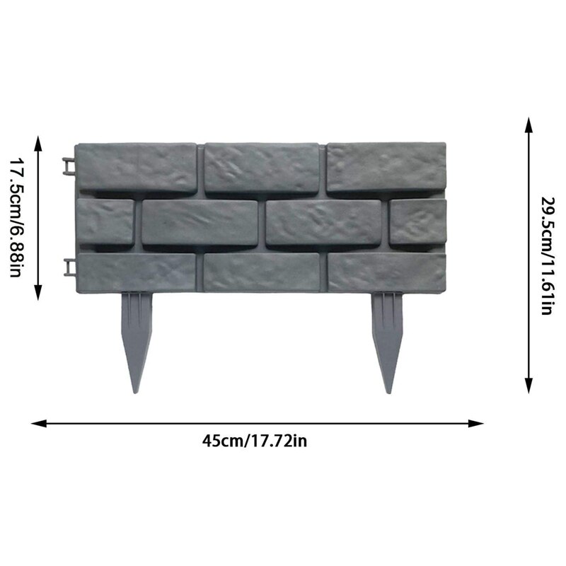 4Pcs Garden Border Imitation Brick Effect Detachable Splicing Fencing Outdoor Decoration