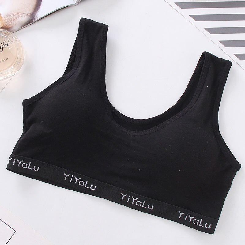 Fille formation lin doux Brassiere Sport fille soutiens-gorge pour ado filles lettre enfants Topic pour adolescents gilet: BK