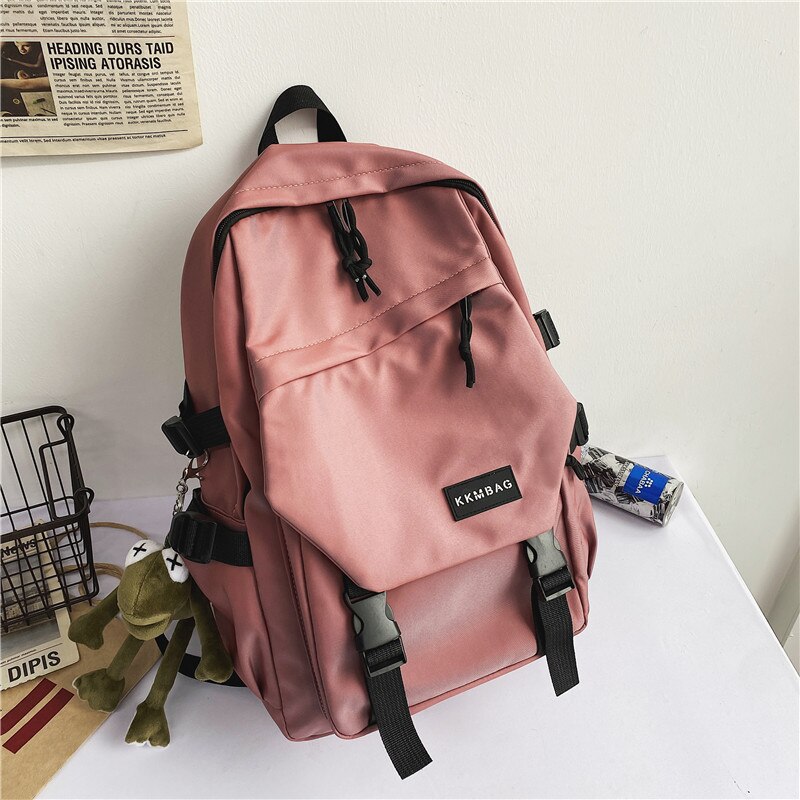 Deslumbrante roxo mulheres na moda mochila legal feminino sacos de escola faculdade livro senhora portátil mochila moda meninas estudante saco de viagem: Rosa / With-Accessories