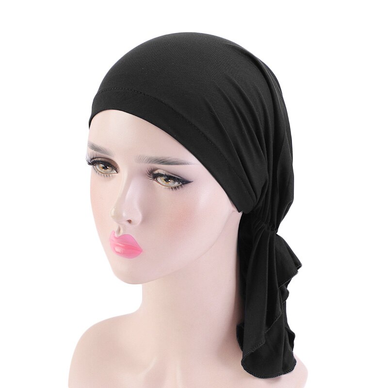 Foulard en bambou et coton pour femmes musulmanes, Bonnet de chimio, accessoires pour cheveux, bandana anticancer, couvre-chef, chapeau de Pirate