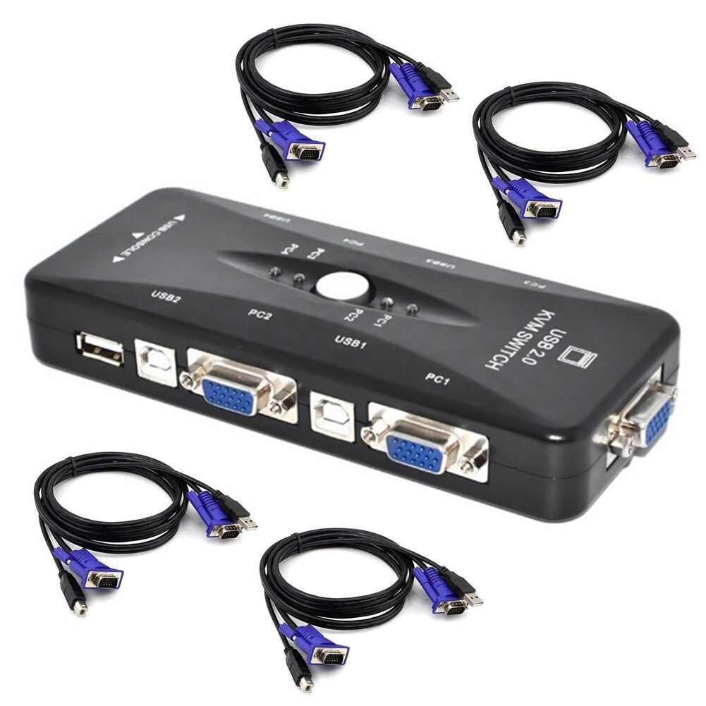 Data bärbar kvm vga splitter datoranslutning switch adapter synkronisering hållbar laptop stabil överföring 4 port