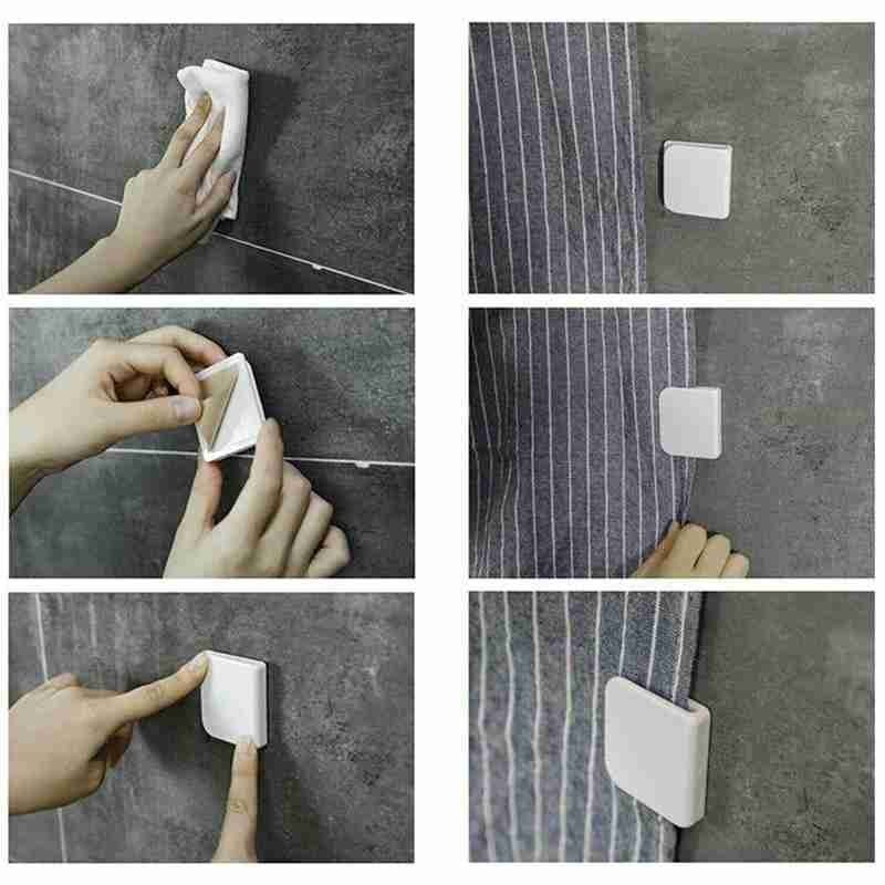 2pcs/set Adhesive Fixation Shower Curtain Clamps U Bathroom Household Shape Clip Fixed A0W8