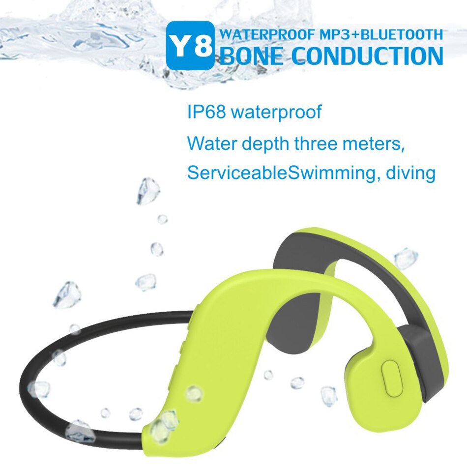 Auricular de natación resistente al agua IP68, para correr, Fitness, deporte, conducción ósea, Y8, 32GB, reproductor Mp3, Bluetooth 5,0, 2 en 1, novedad