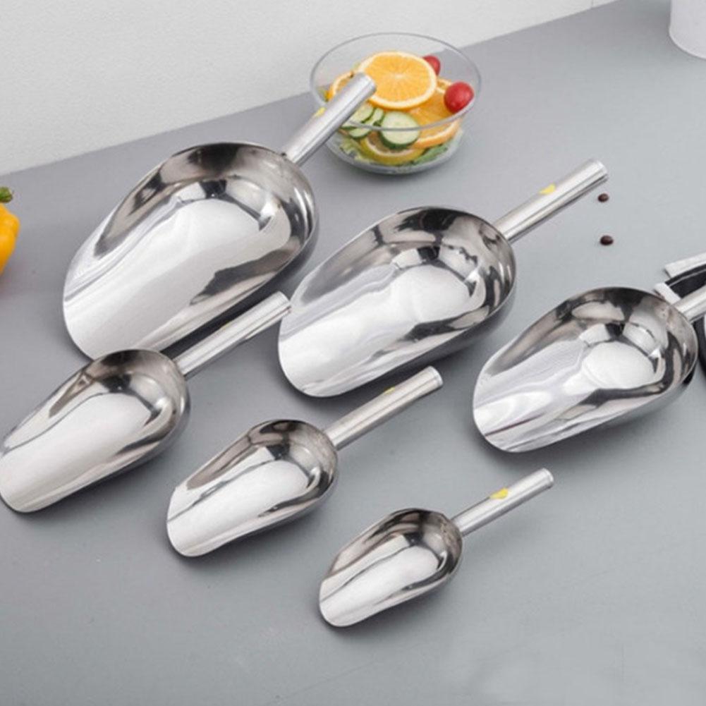 Functional Stainless Steel Shovel Ice Scoop Kitchen Bar Sugar Flour Buffet Dry Foods Shovel Scoops