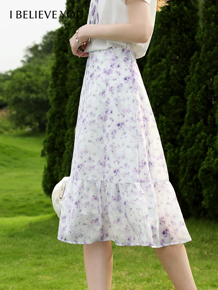 I BELIEVE YOU-faldas florales francesas para mujer, faldas Midi holgadas, elegantes, básicas, línea A, 2023