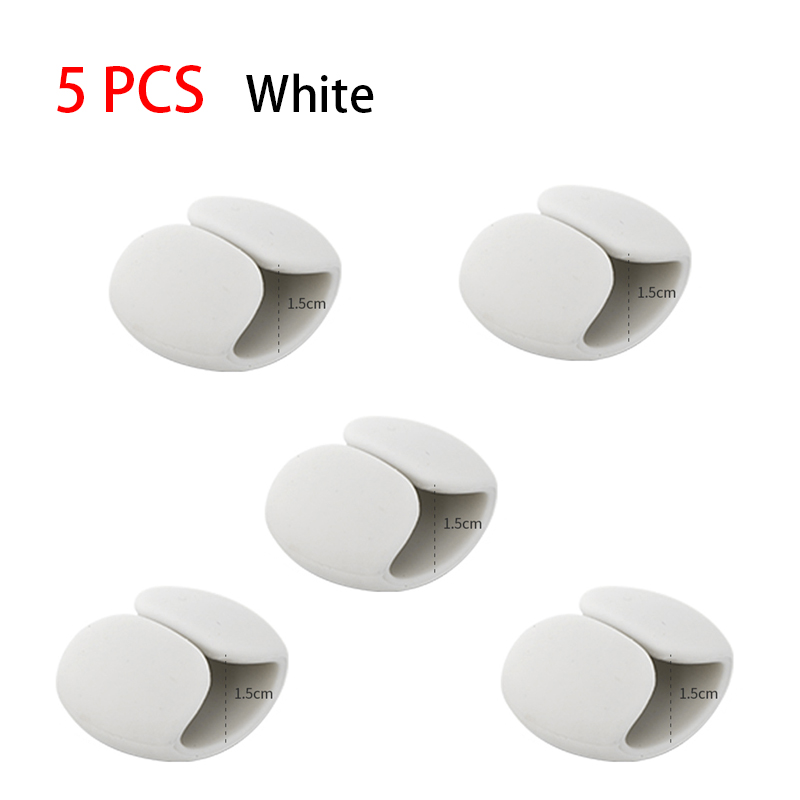 Cable Organizer Data Cable Storage Buckle Protection Rope Card Power Entanglement Headphone Cable collection: 5PCS White