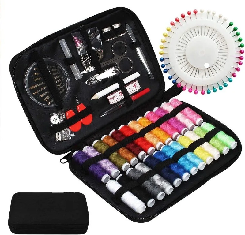 Kit de costura para mamá Abuela Mujeres Hombres Adultos Niños Adolescentes Principiantes Niños Viajero, Suministros de costura portátiles Accesorios: Caqui oscuro