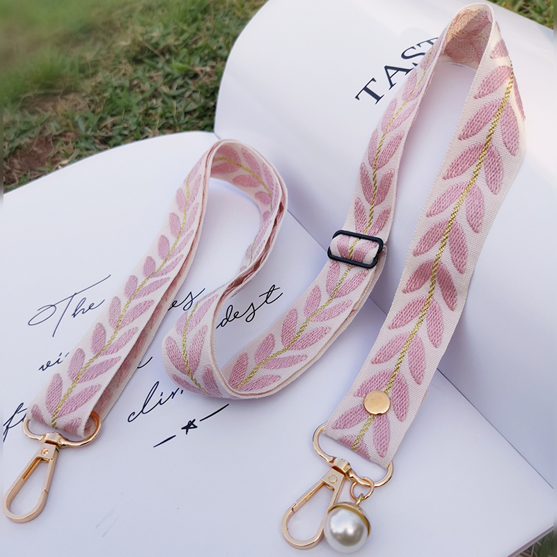 Voor Iphone Huawei Redmi Samsung Mobiele Telefoon Case Verstelbare Mobiele Telefoon Tas Lengte Lanyard Rotan Blad Mobiele Telefoon Lanyard: pink