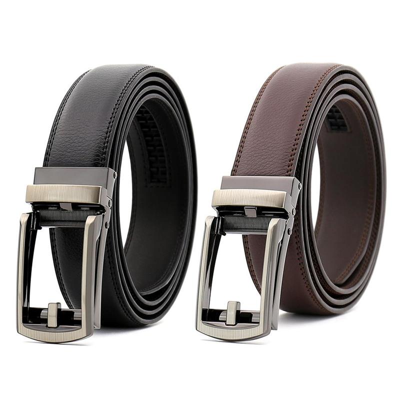 1 Pcs Men's PU Belt Automatic Buckle Buckle Belt Belt Leather Metal Buckle Belt Men's Automatic Buckle Belt