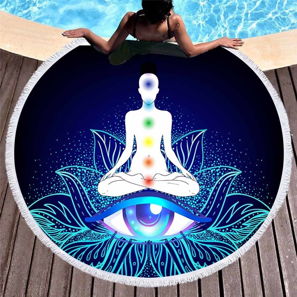Buddha statue runde badehåndklæder simpelt maleri til voksne mikrofiber badehåndklæde gobelin yogamåtte serviette de bain