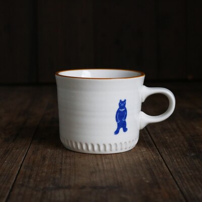 Stijl Retro Wit Oranje Rand Steranijs Handgeschilderde Egel Vogel Plaat/Blauwe Beer Onderglazuur Kleur: Bear Cup