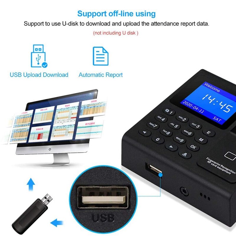 Biometrische Rfid Toegangscontrole Systeem Rfid Keypad Usb Vingerafdruk Systeem Elektronische Tijd Klok Aanwezigheid Machine