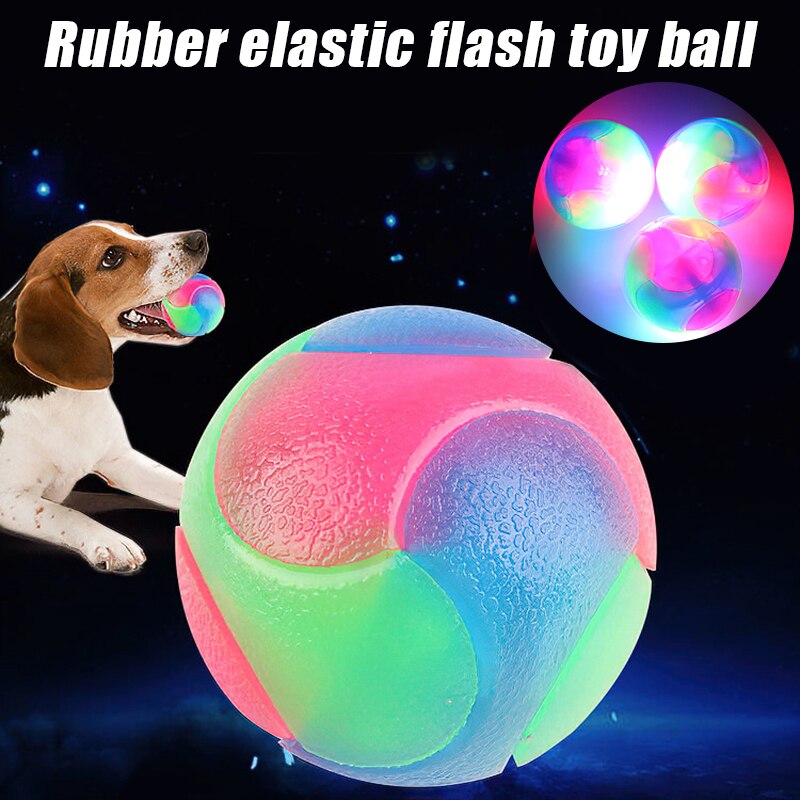 Led lys opp hund baller blinkende elastisk ball led molar ball glødende ball kjæledyr farge lys ball interaktive leker