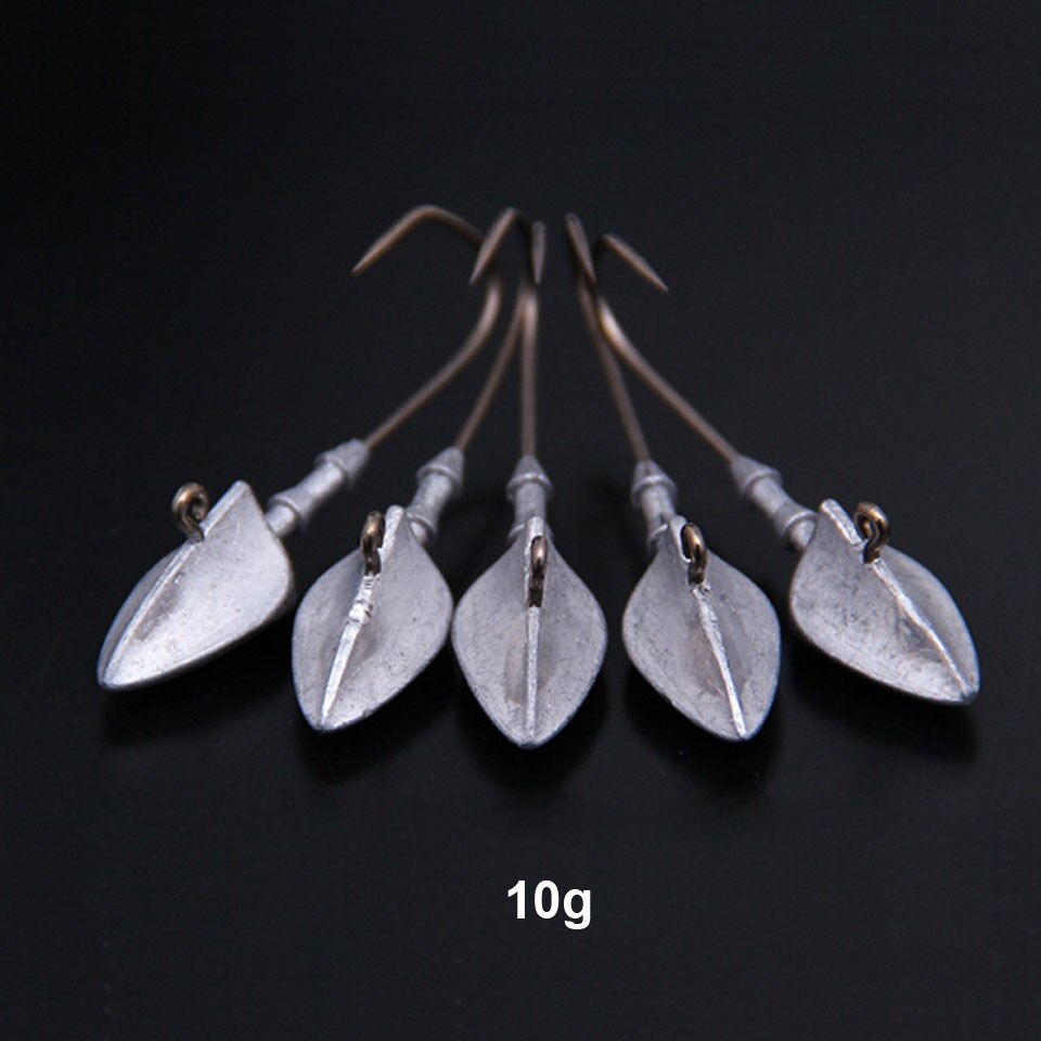 Tête de gabarit en plomb pour appât de pêche,hameçon barbelé pour leurre souple et exposé, disponible en 3.5/5/7/10/14/20 g, 5 pièces par lot,: 10g