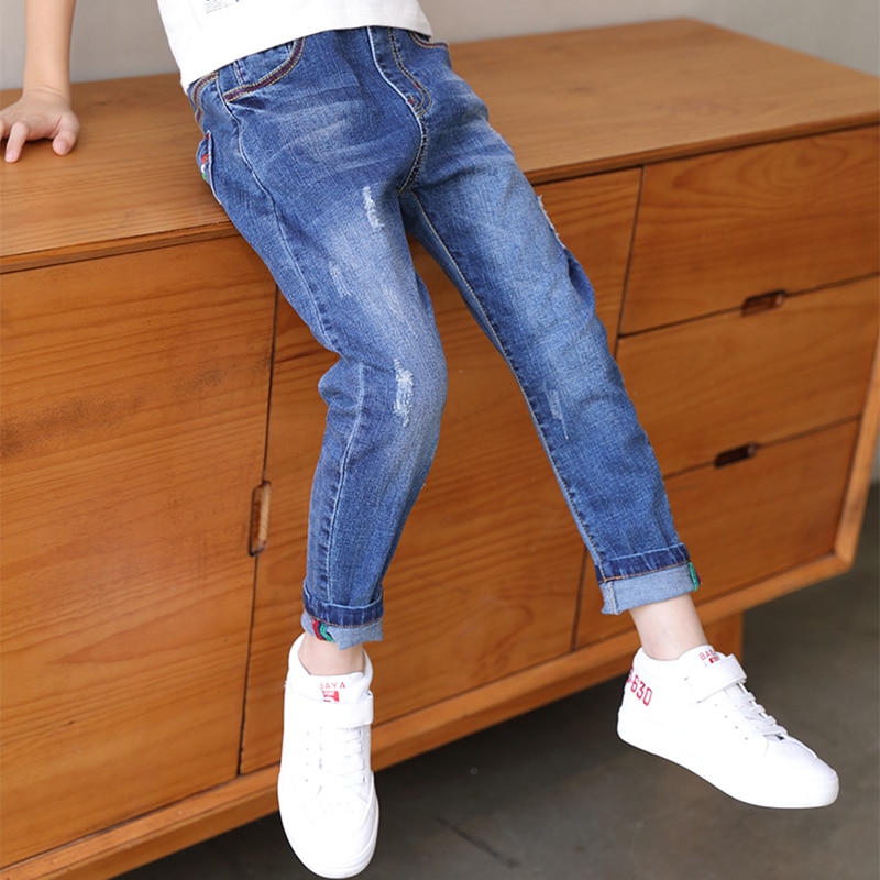 IENENS Bambini Dei Ragazzi Dei Jeans Classici Pantaloni Denim Abbigliamento Per Bambini del Ragazzo di Modo casual Bowboy Pantaloni Lunghi 5-13Y