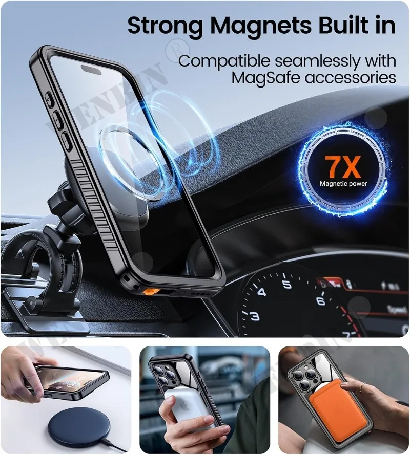 Ip68 vattentätt fodral för iphone 16 15 14 13 max plus metall aluminium dykning undervattens simning utomhussportsfodral