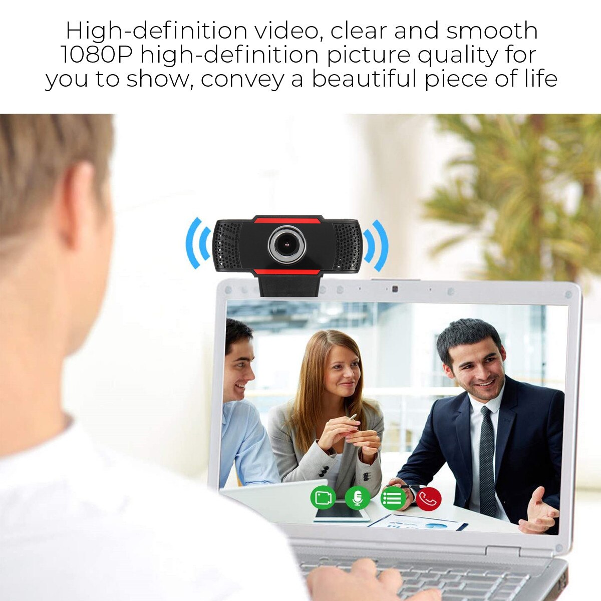 LEORY USB 2.0 Full HD Webcam 1920x1080p Camera Video Recording Web Camera with Microphone For PC Computer Laptop
