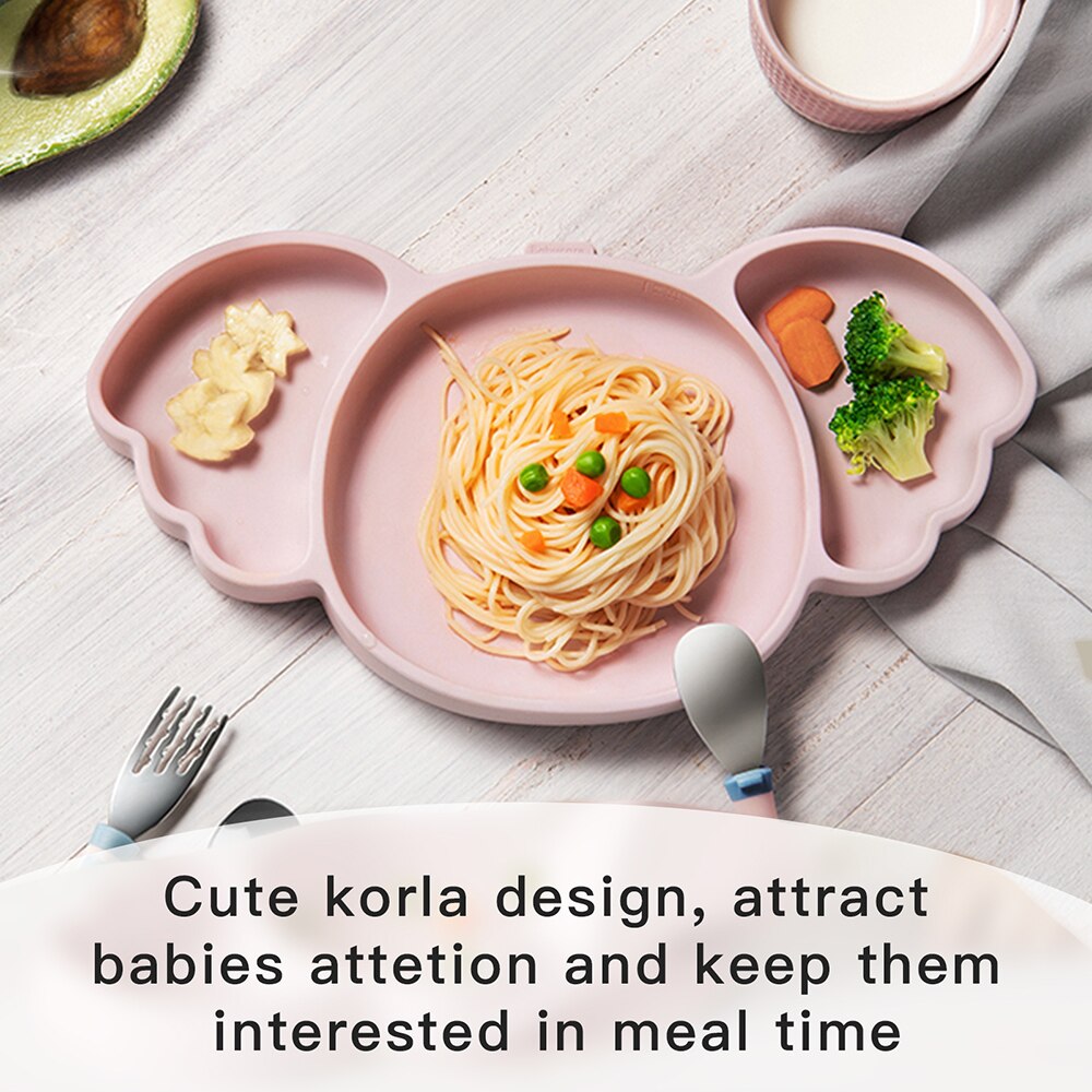 Bc Babycare – assiette à manger en Silicone pour bébé, vaisselle Koala pour enfants, plateau d&#39;alimentation divisé par aspiration, bol d&#39;entraînement pour tout-petits