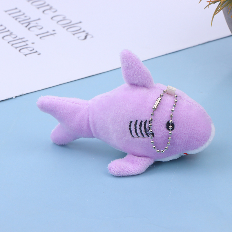 Veelkleurige cartoon haai pluche sleutelhanger - schattige knuffelhanger voor kinderen en volwassenen: Donkerrood