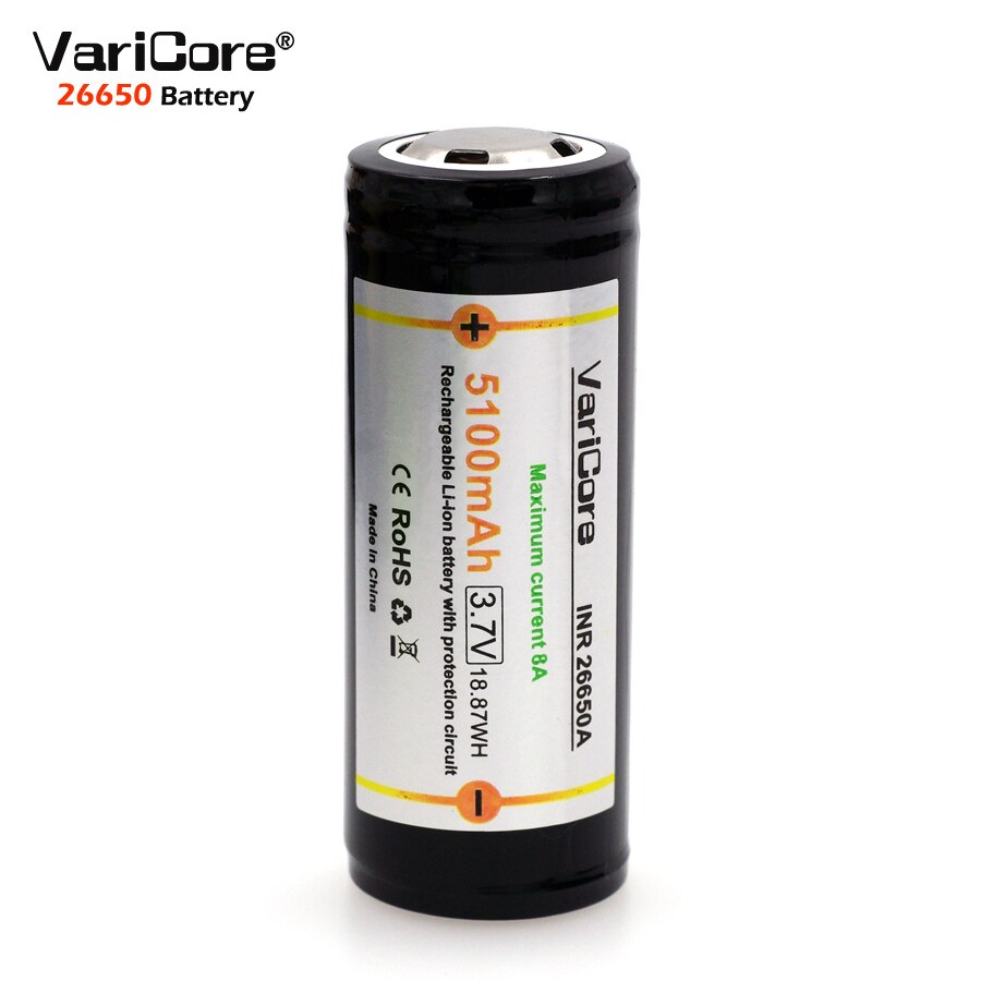 VariCore 26650 battery 26650 Li-ion battery not 18650 battery Protection 8A discharge current.