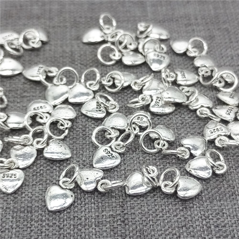 20pcs of 925 Sterling Silver Tiny Love Heart Charms for Bracelet Necklace