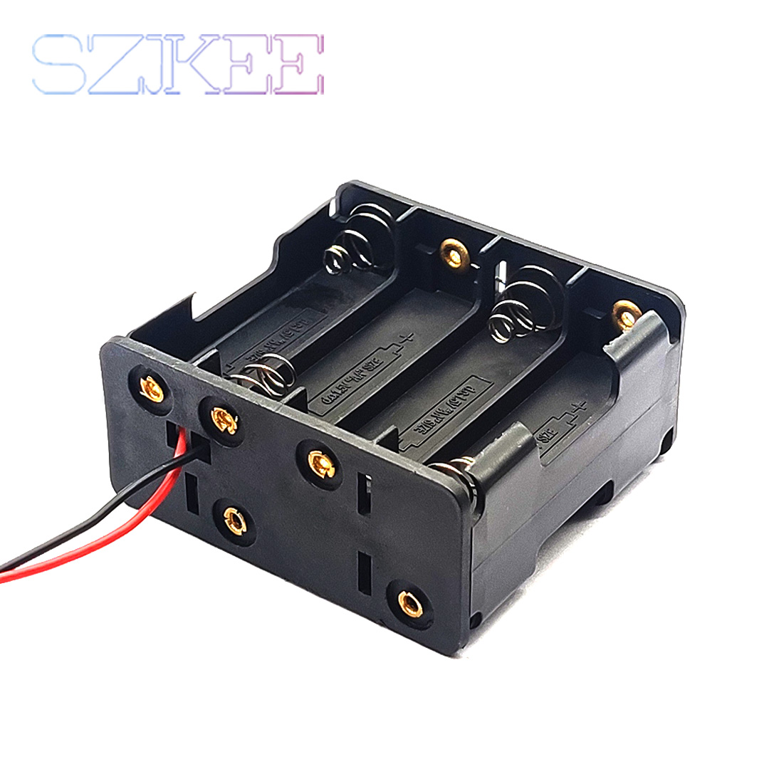 AA Battery Holder Double Side Spring Plastic AA Battery Box Back-To-Back With Line 2/4/6/8 Slot AA Battery Case 3V/6V/9V/12V: black