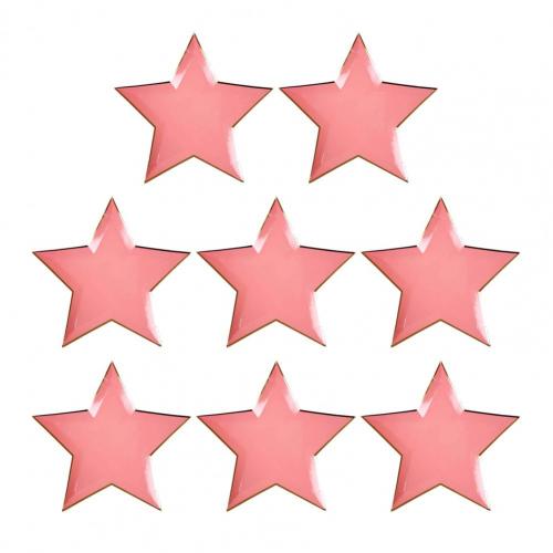8Pcs/Set Disposable Paper Plate Star Shape Party Plates Bright-color Tableware for Wedding Picnic Birthday platos desechables: Dark Pink