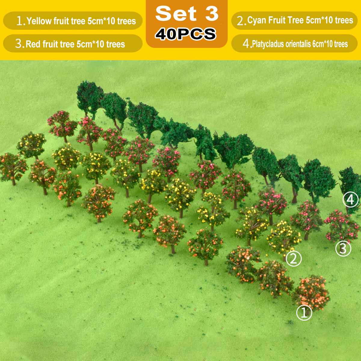 40pcs DIY Handmade Plastic Miniature Model Trees For Building Garden Railroad Layout Scenery Landscape Accessories Toys for Kids: Set 3
