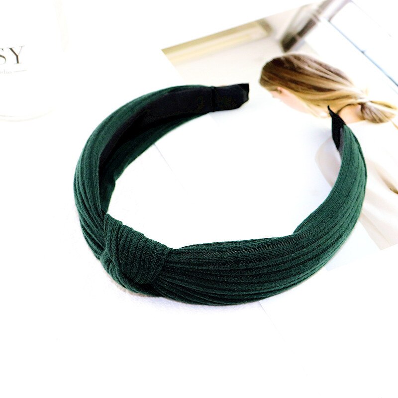 1 Pc Verkoop Boog Knoop Haarband Zachte Katoen Comfortabele Zoete Eenvoudige Meisjes Doek Cross Solid Hoofdband Haar accessoires: 21