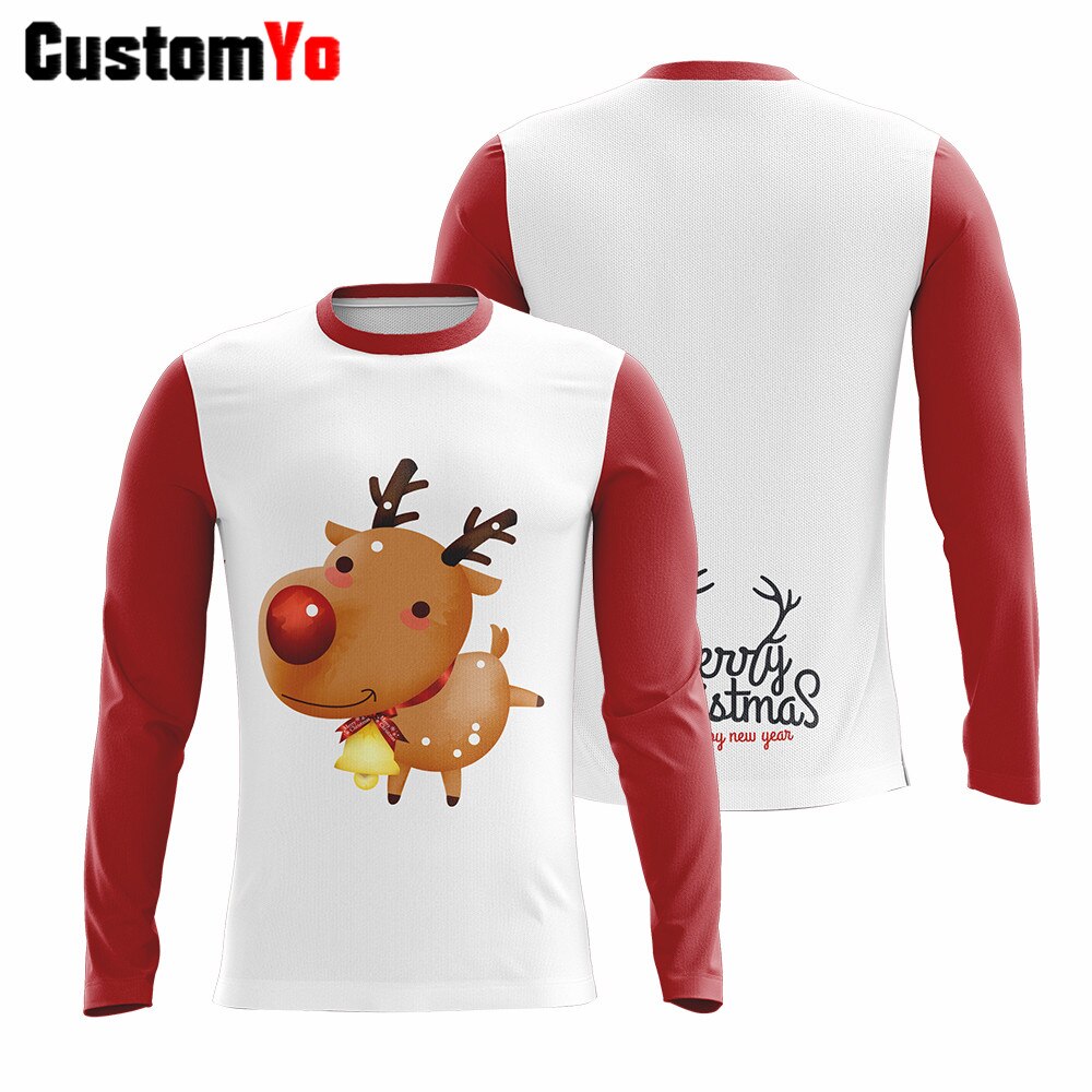 Christmas Santa Festive Custom Funny T Shirt Men Polyester Long Sleeve T-shirt: 24