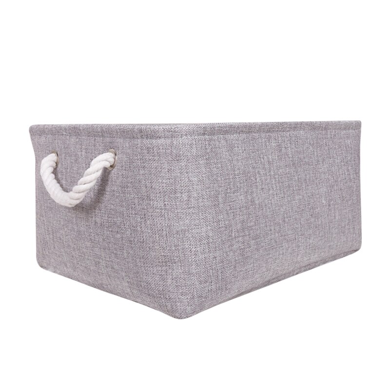 S/M/L Opslag Mand Linnen Home Storage Mand Katoen Touw Handvat Opbergdoos Stof Mand Thuis kantoor Kast Rack: E 1PC / L