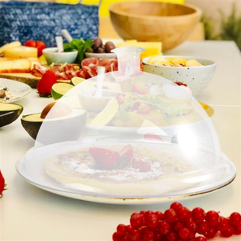 Couvercle alimentaire rond en acrylique 21/26/31CM, tente alimentaire, isolation des aliments, maison, pain, plat à Dessert (poignée de transport de Style aléatoire)