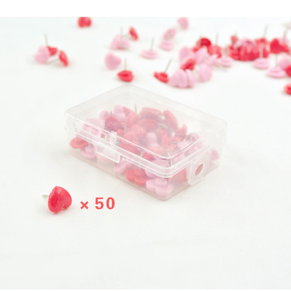 Chinchetas de empuje de corazón para pared roja, tachuelas decorativas para tablero de corcho, hogar y oficina, 50 Uds.