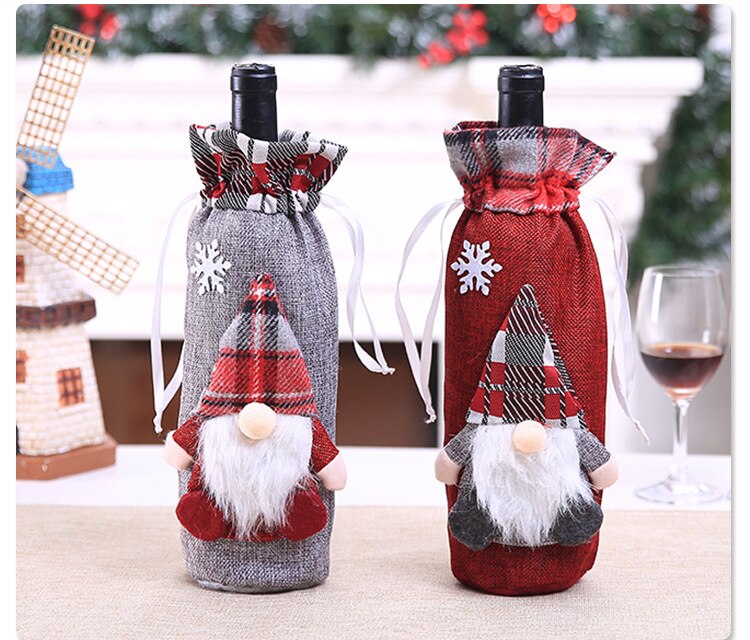 Christmas theme Bottle Wine Cover Bag,Snow Man Wine Bottle Wrapper Xmas Home Decor