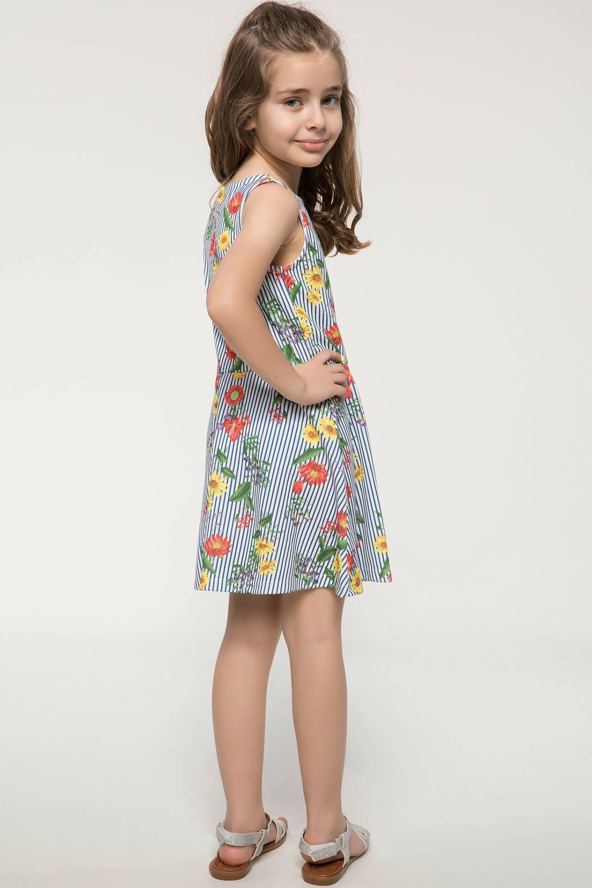 DeFacto Neue Mädchen Crewneck Kleid Casual Kinder Ärmellose Blumen Plissee Komfort Kleider Sommer Neue-J6756A618SM