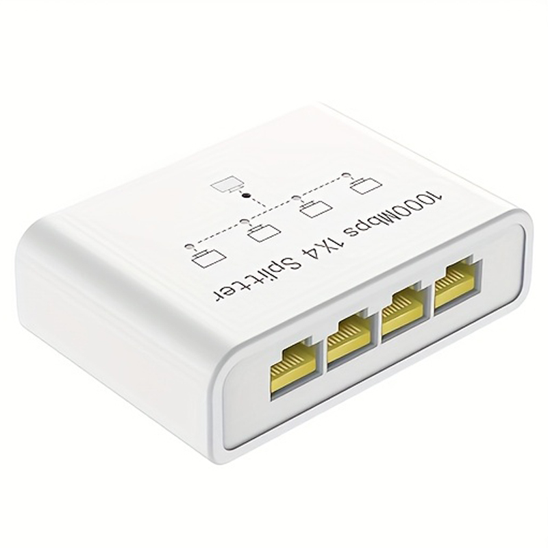 Adaptador de Extensão Gigabit Ethernet RJ45, Conector de Rede 1000Mbps, Divisor de LAN 1 para 2/3/4 para Roteador e Laptop: BRANCO