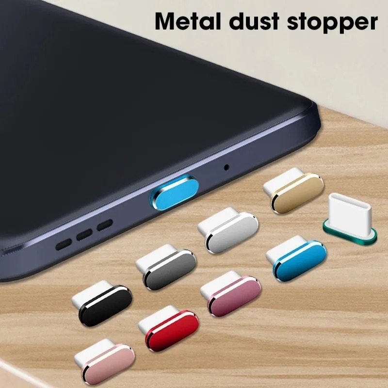 5 uds tapón antipolvo de Metal de lujo USB tipo C puerto de carga de teléfono móvil tapones antipolvo para Xiaomi POCO Redmi Samsung Huawei cubierta a prueba de polvo