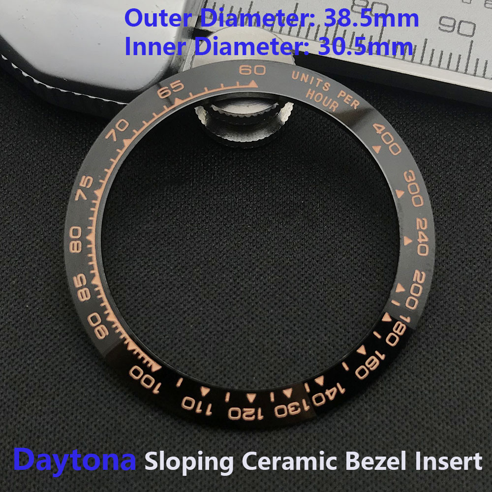 Insert de lunette en céramique incliné Daytona 38.5*30.5mm pour pièces de montre Daytona (non lumineuse: Marron