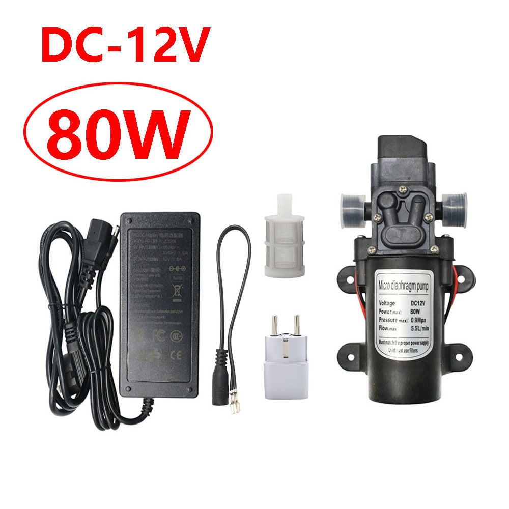 Pompe à eau à membrane haute pression, 60W 80W 100W, DC 12V 24V, pompe auto-amorçante, interrupteur automatique, outils de système d'irrigation: Gris clair