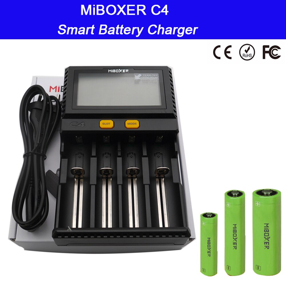 Miboxer C4-V4 Lcd Smart Battery Charger Li-Ion Imr Icr LiFePO4 18650 14500 26650 21700 Aaa Batterijen Universele Lader