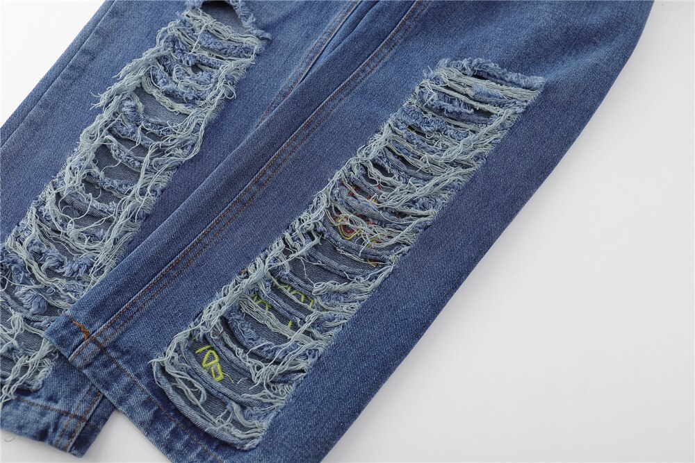 LINDSEY SEADER Männer Denim Hosen gerissen Löcher Straße Hüfte hüpfen Denim Hosen Harajuku betrübt Denim Schlauch Jean Hosen
